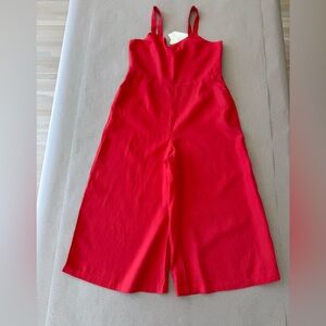 Cynthia Rowley — Red Sleeveless Linen Jumpsuit with Wide Legs — Size 16 — NWT